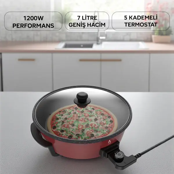 K2101 Tavazade Çok Amaçlı Pizza Tavası - Kırmızı